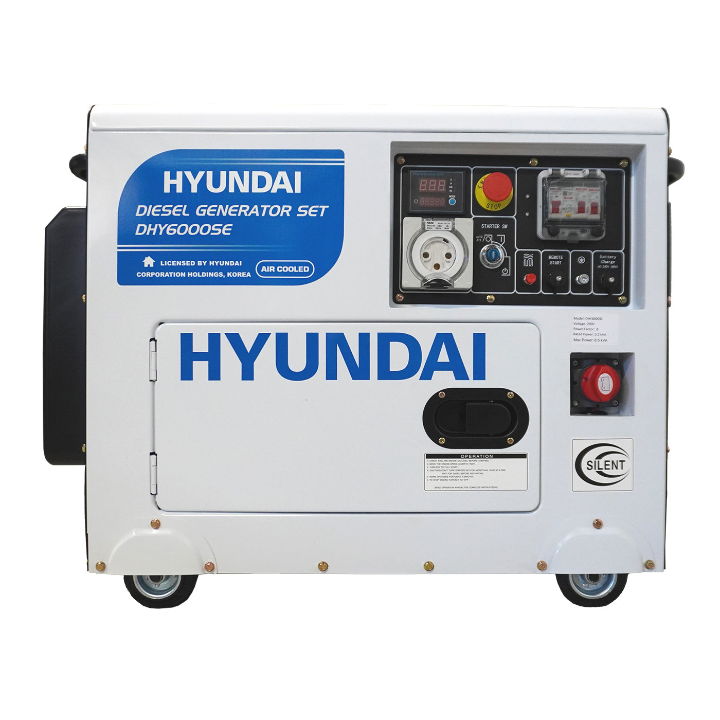 Hyundai 6.5kVA Diesel Generator (Remote Start)